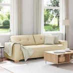 vidaXL 3-zitsbank in crème - 180 cm stof, Huis en Inrichting, Zetels | Zetels, Verzenden, Nieuw
