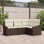 vidaXL 4-delige tuinset met kussens in bruin poly rattan, Verzenden, Nieuw