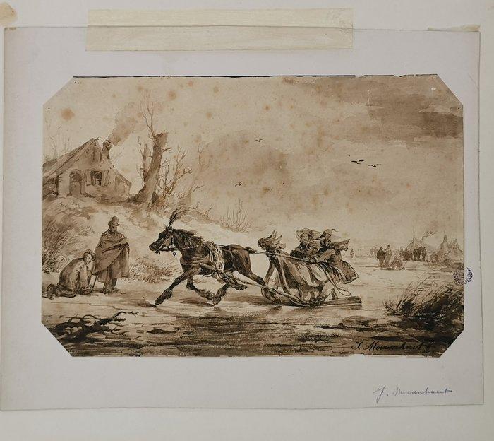 Jozef Moerenhout (1801-1875) - Wintervermaak, Antiek en Kunst, Kunst | Schilderijen | Klassiek