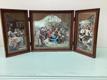 Triptyque - Style antique - Bois, Verre - Début du 20e
