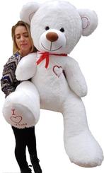 Grote witte knuffelbeer teddybeer met i love you tekst 19..., Ophalen of Verzenden, Nieuw