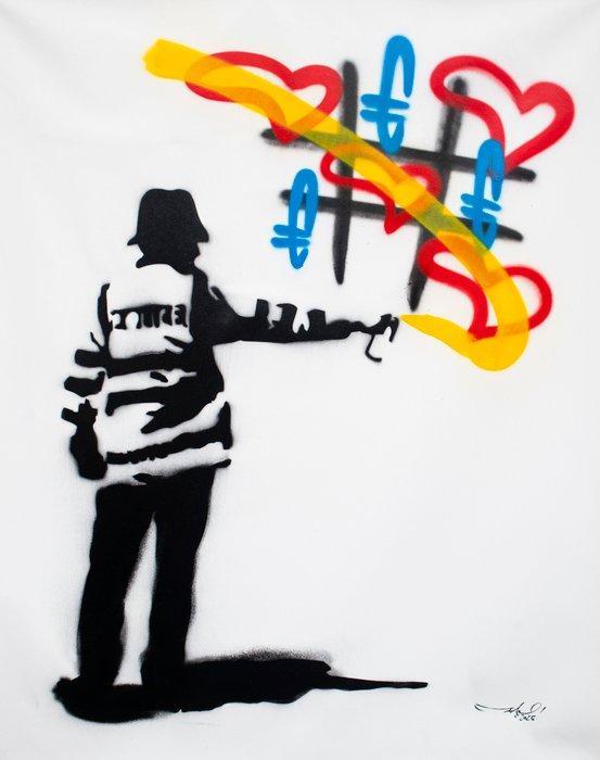 RAM - The real Bansky Cop - Loving Life, Antiek en Kunst, Kunst | Schilderijen | Modern