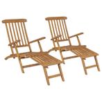 vidaXL Ligstoelen 2 st met voetsteun massief teakhout, Tuin en Terras, Verzenden, Nieuw