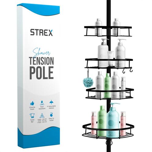 Strex Telescopisch Doucherek Zwart - Verstelbaar 70-275 cm -, Maison & Meubles, Salle de bain | Linge de bain & Accessoires, Envoi