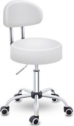 Zadelkruk - Kruk op wielen - Rolkruk - Draaikruk - Wit - TRE, Verzenden