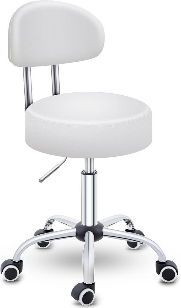 Zadelkruk - Kruk op wielen - Rolkruk - Draaikruk - Wit - TRE, Maison & Meubles, Chaises de bureau, Envoi