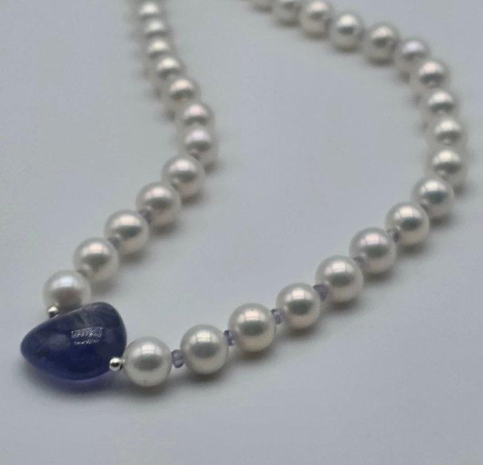 Zonder Minimumprijs - Halsketting - 18 karaat Witgoud Parel, Handtassen en Accessoires, Kettingen