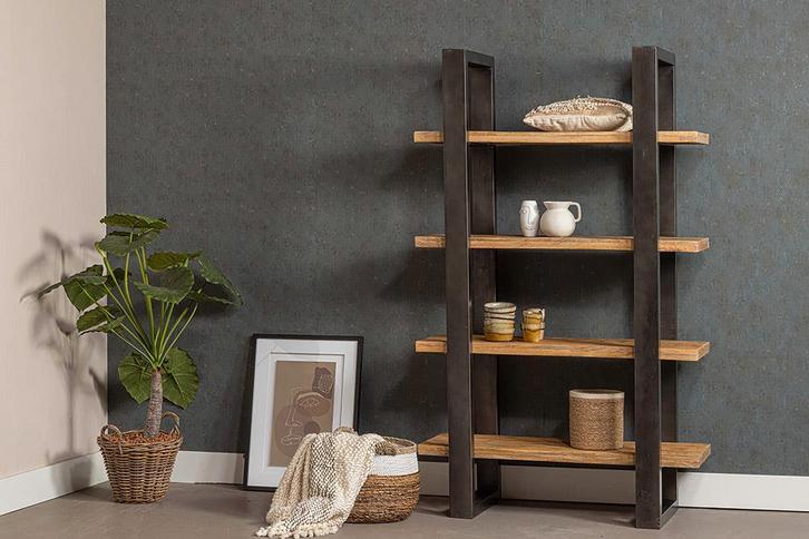 Boekenkast Mangohout Turi 120 cm, Huis en Inrichting, Kasten | Boekenkasten, Nieuw, Verzenden