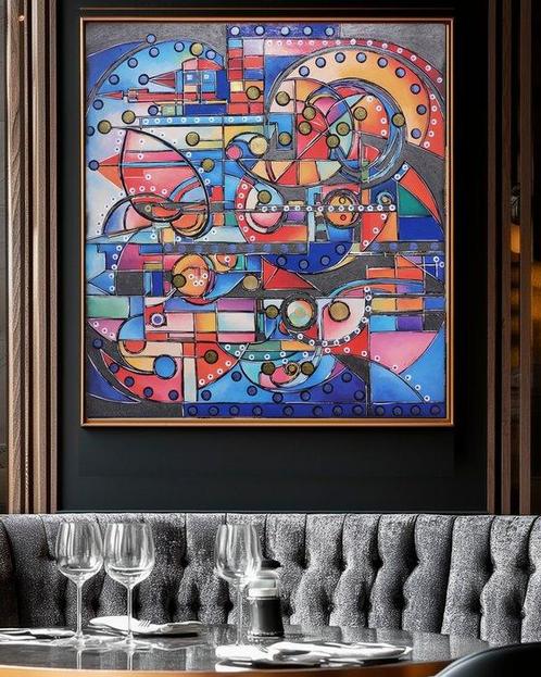 Ksavera - Cubism A1346 - abstract painting on XXL canvas, Antiek en Kunst, Kunst | Schilderijen | Modern