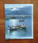 Mario Galanti (1923-1998) - Marina Notturna con pescatori e