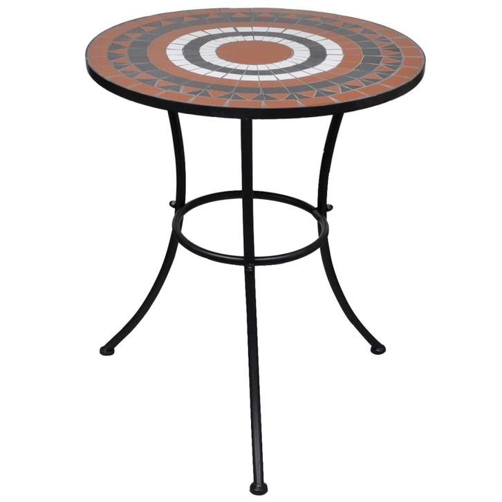 vidaXL Bistrotafel 60 cm mozaïek terracottakleurig en wit, Tuin en Terras, Tuintafels, Nieuw, Verzenden