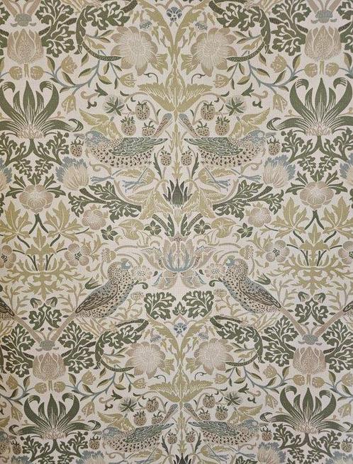 Tissu William Morris anglais « Strawberry Thief » -, Antiek en Kunst, Antiek | Tapijten, Tafelkleden en Textiel