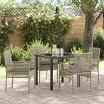 vidaXL 5-delige tuintafelset met kussens in lichtgrijs poly, Tuin en Terras, Tuinstoelen, Verzenden, Nieuw