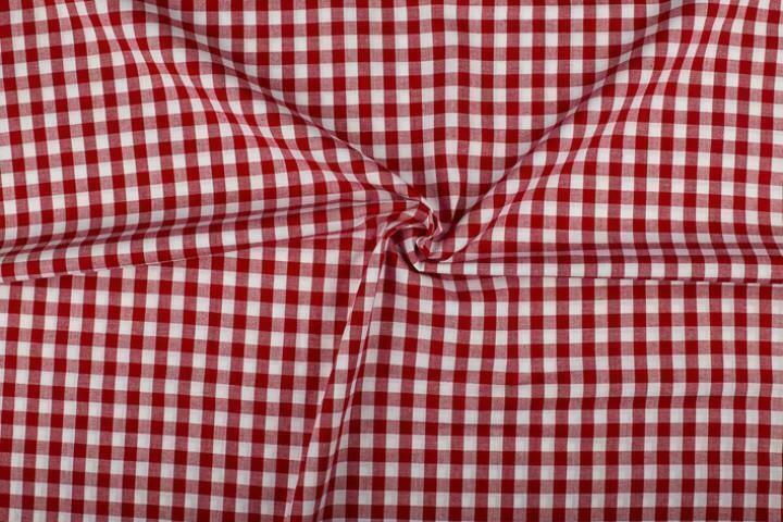 Ruitjesstof rood wit geruit - 10mm geruit, Hobby en Vrije tijd, Stoffen en Lappen, 120 cm of meer, 200 cm of meer, Rood, Nieuw