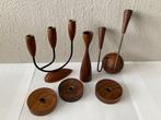 Kandelaar - Teak - Set van zes vintage Deense kandelaars met, Antiek en Kunst