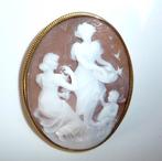 Broche - 14 karaat Geel goud - Moeraskameo - Land-scène