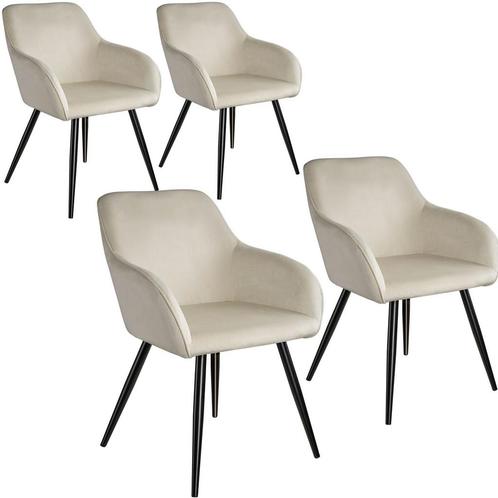 tectake Eetkamerstoel Marilyn fluweellook, zwarte stoelpoten, Huis en Inrichting, Stoelen, Verzenden