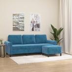 vidaXL Driezitsbank met voetenbank 180 cm fluweel blauw, Huis en Inrichting, Zetels | Zetels, Verzenden, Nieuw