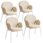 Set van 4 stoelen Scandi gestoffeerd, bouclé stof - crème, Nieuw, Verzenden