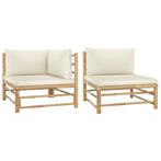 vidaXL 2-delige Loungeset met crèmewitte kussens bamboe, Tuin en Terras, Verzenden, Nieuw