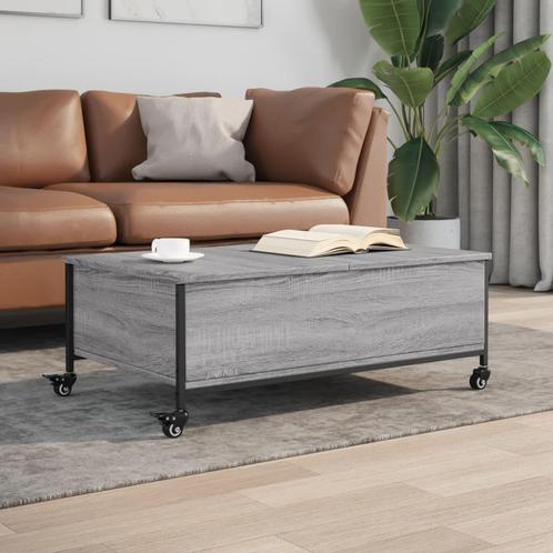 vidaXL Salontafel met wielen 91x55x34 cm bewerkt hout grijs, Huis en Inrichting, Tafels | Salontafels, Nieuw, Verzenden