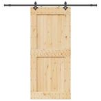 vidaXL Schuifdeur met beslag 100x210 cm massief grenenhout, Doe-het-zelf en Bouw, Deuren en Vliegenramen, Verzenden, Nieuw