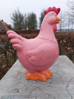 Beeld, garden statue pink chicken - 42 cm - polyresin