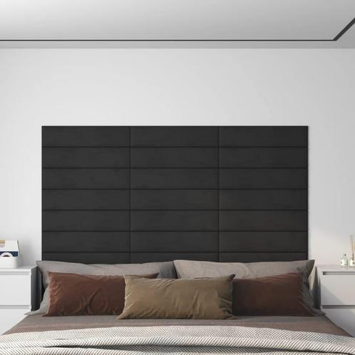 vidaXL Wandpanelen 12 st 1,08 m² 60x15 cm fluweel zwart, Doe-het-zelf en Bouw, Platen en Panelen, Nieuw, Verzenden