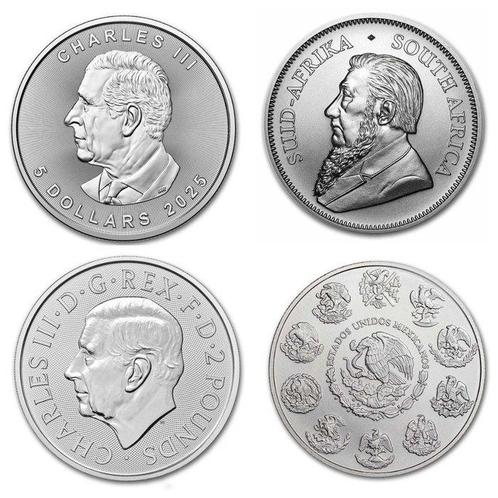 Wereld. Silver Set Coin Lot of 4 x 1 oz - 2025 Maple Leaf 1, Postzegels en Munten, Munten | Europa | Niet-Euromunten