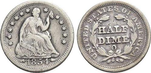 Half Dime 1854 O Vereinigte Staaten von Amerika, Timbres & Monnaies, Monnaies | Amérique, Envoi