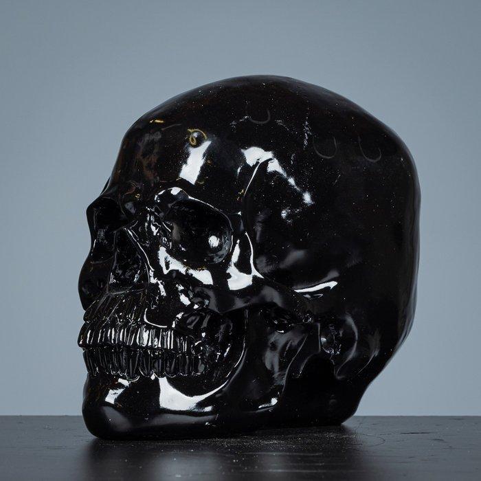 Figuur - Decoratieve grote zwarte schedel - polystone, Antiek en Kunst, Kunst | Designobjecten
