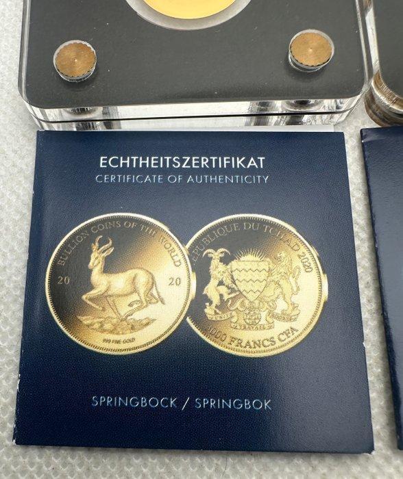 Tsjaad. 3000 Francs ND Springbock + Elefant , 2x1/500 Oz,, Postzegels en Munten, Munten | Europa | Niet-Euromunten