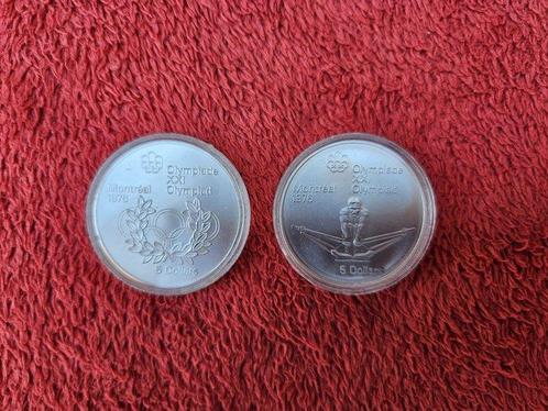Canada. 5 Dollars 1976 Olympics Montréal Lot of 2 Silver, Postzegels en Munten, Munten | Europa | Niet-Euromunten