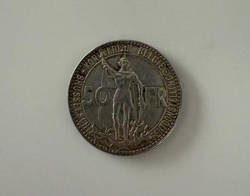 België. 50 Francs 1935 Zilveren herdenkingsmunt, 100 jaar