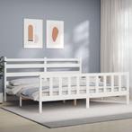 vidaXL Cadre de lit avec tête de lit blanc 180x200 cm, Maison & Meubles, Neuf, Verzenden