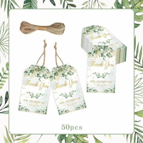 Bloemenkaartjes thank you for celebrating with us - groen, Huis en Inrichting, Woonaccessoires | Kunstplanten en Kunstbloemen