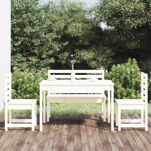 vidaXL 4-delige Tuinset massief grenenhout wit, Tuin en Terras, Tuinsets en Loungesets, Tuinset, Nieuw, Verzenden