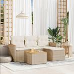 vidaXL 5-delige Loungeset met kussens poly rattan beige, Tuin en Terras, Tuinsets en Loungesets, Verzenden, Nieuw, Loungeset