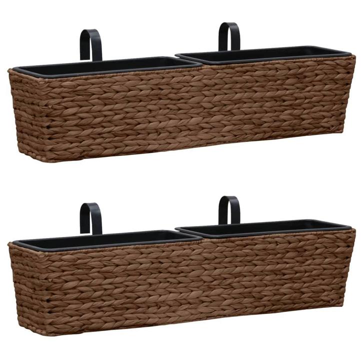 vidaXL Plantenbakken 2 st waterhyacint bruin, Tuin en Terras, Bloempotten, Nieuw, Verzenden