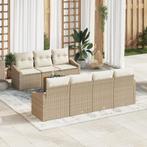 vidaXL 8-delige tuinset met kussens in beige poly rattan en, Tuin en Terras, Verzenden, Nieuw