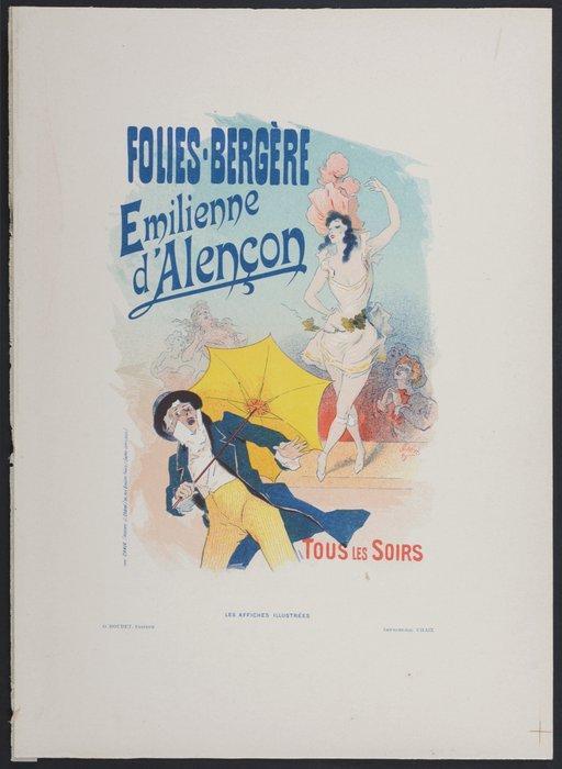 Jules Chéret (1836-1932) - Folies Bergère : Emilienne, Antiek en Kunst, Kunst | Tekeningen en Fotografie