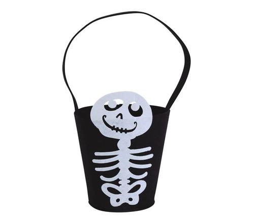 Halloween Skelet Emmer Vilt 14x18cm, Hobby en Vrije tijd, Feestartikelen, Nieuw, Verzenden
