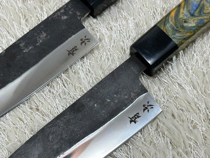 Keukenmes - Santoku & Gyuto - Met de hand gemaakte D2 staal, Antiek en Kunst, Antiek | Keukengerei