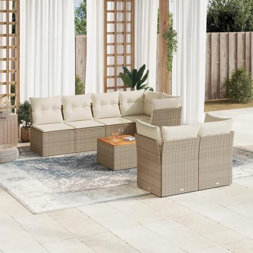 vidaXL 8-delige Loungeset met kussens poly rattan beige, Tuin en Terras, Tuinsets en Loungesets, Loungeset, Nieuw, Verzenden