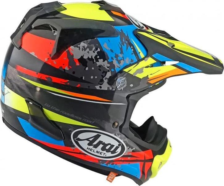 Arai MX-V EVO Crosshelm Track Zwart / Blauw / Rood / Fluor G, Motoren, Kleding | Motorhelmen, Verzenden