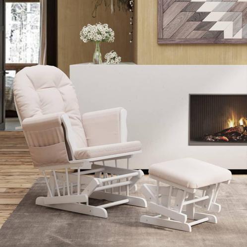 vidaXL Schuifstoel met voetenbank stof lichtroze, Huis en Inrichting, Stoelen, Nieuw, Verzenden