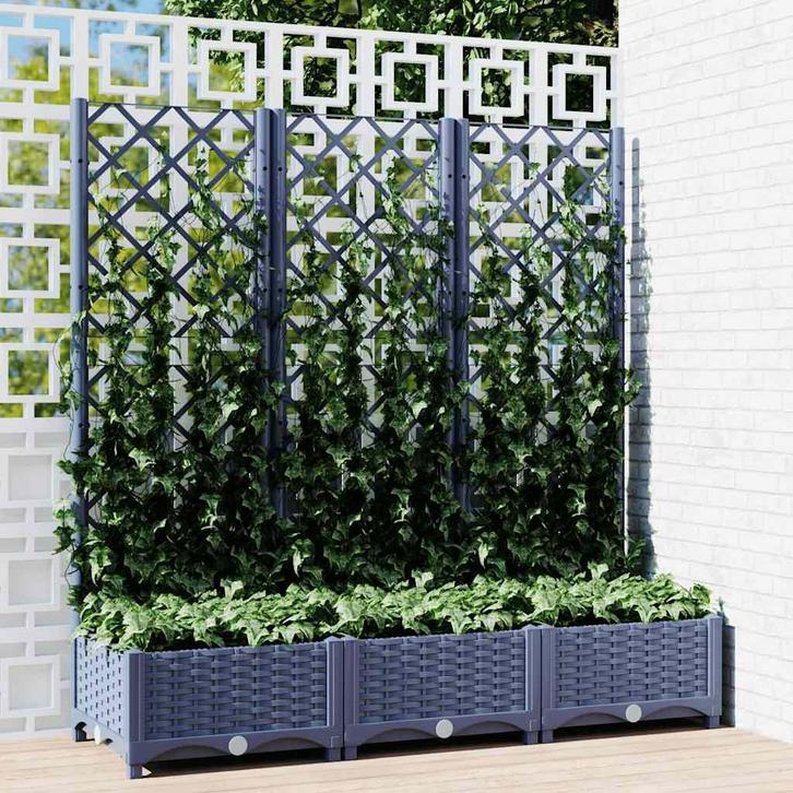 vidaXL Plantenbak met latwerk 120x40x121,5 cm polypropeen, Tuin en Terras, Bloempotten, Nieuw, Verzenden