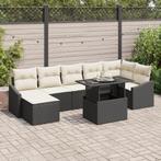 vidaXL 8-delige tuinbankset met kussens zwart poly rattan, Tuin en Terras, Verzenden, Nieuw