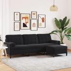 vidaXL Driezitsbank met voetenbank 210 cm fluweel zwart, Verzenden, Nieuw