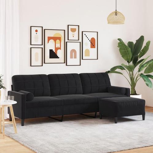 vidaXL Driezitsbank met voetenbank 210 cm fluweel zwart, Huis en Inrichting, Zetels | Zetels, Nieuw, Verzenden